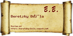 Beretzky Béla névjegykártya